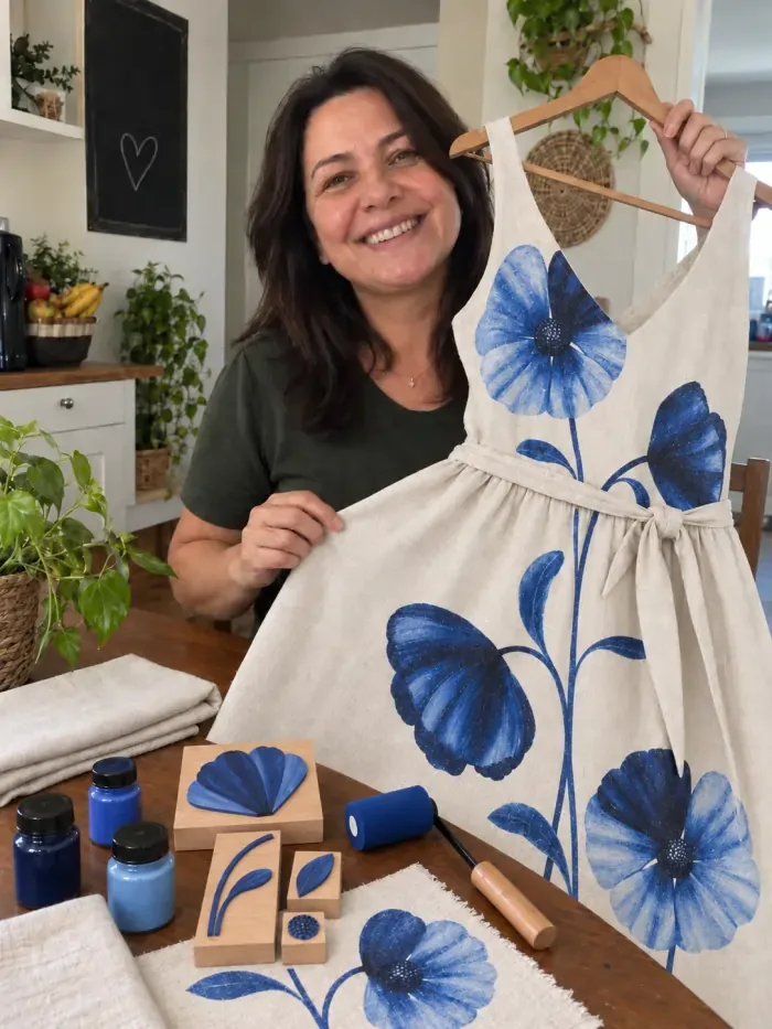 Mulher mostrando vestido personalizado
